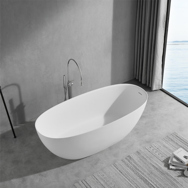 Selected Bathroom Artificial Stone Freestanding Soaking Bathtub With